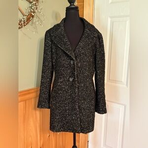 Talbots Double Button Black Pea Coat with Textured Wool Blend size 10.